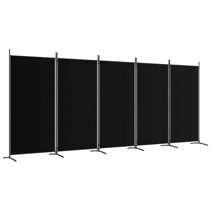 vidaXL 5 paneles fekete szövet térelválasztó 433x180 cm