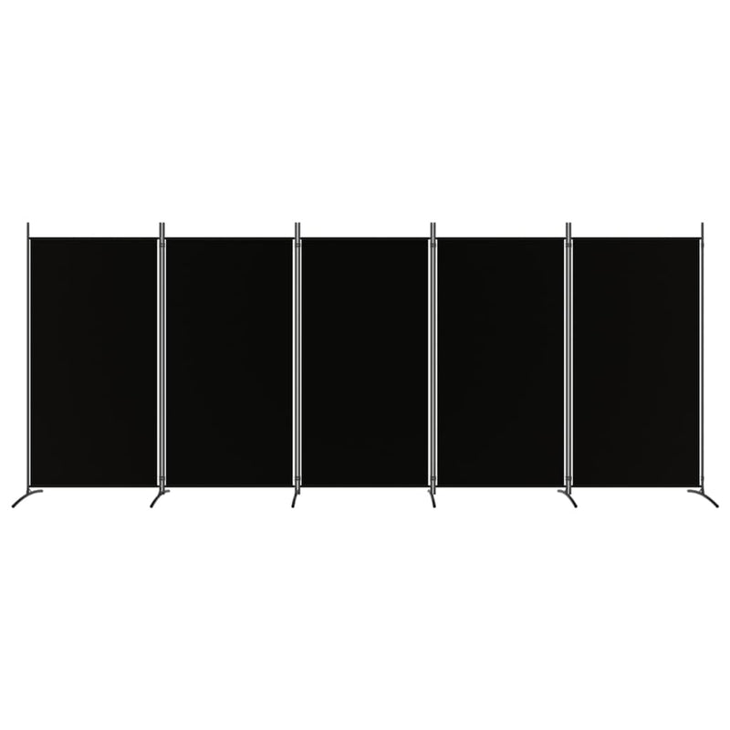 vidaXL 5 paneles fekete szövet térelválasztó 433x180 cm