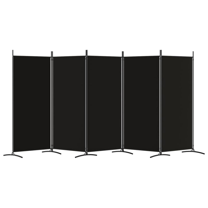 vidaXL 5 paneles fekete szövet térelválasztó 433x180 cm