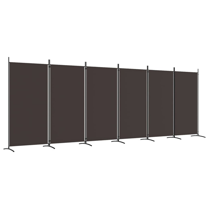 vidaXL 6 paneles barna szövet paraván 520x180 cm