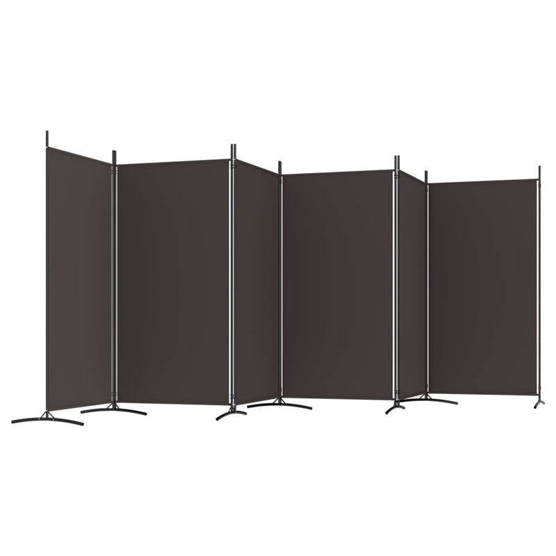 vidaXL 6 paneles barna szövet paraván 520x180 cm