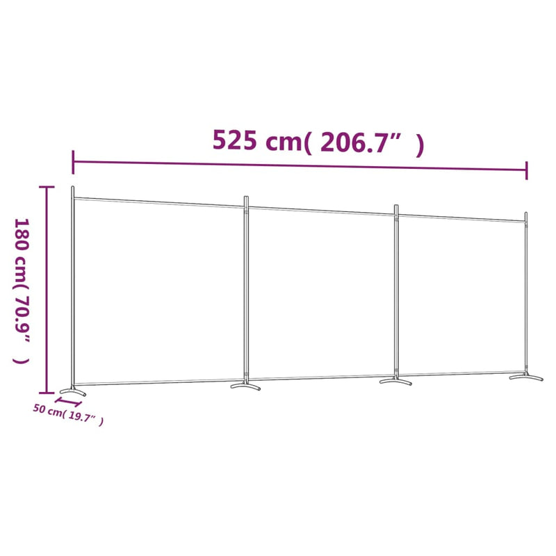 vidaXL 2 paneles fehér szövet térelválasztó 525x180 cm