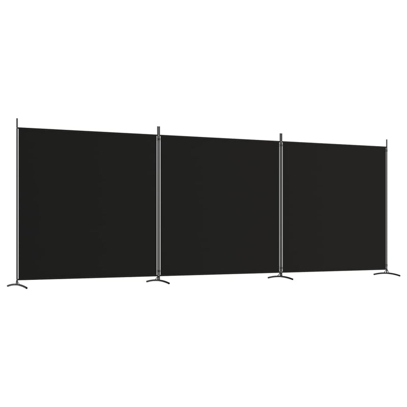 vidaXL 3 paneles fekete szövet térelválasztó 525x180 cm