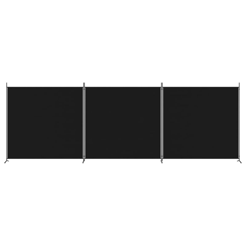 vidaXL 3 paneles fekete szövet térelválasztó 525x180 cm