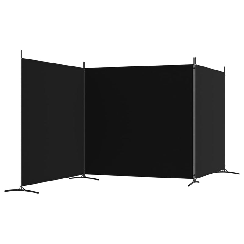vidaXL 3 paneles fekete szövet térelválasztó 525x180 cm