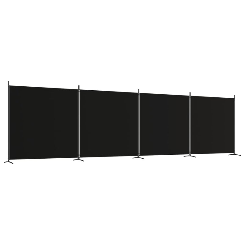 vidaXL 4 paneles fekete szövet térelválasztó 698x180 cm