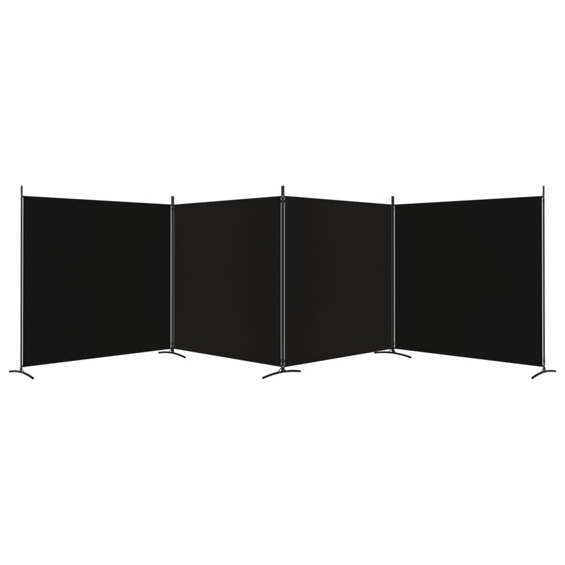 vidaXL 4 paneles fekete szövet térelválasztó 698x180 cm