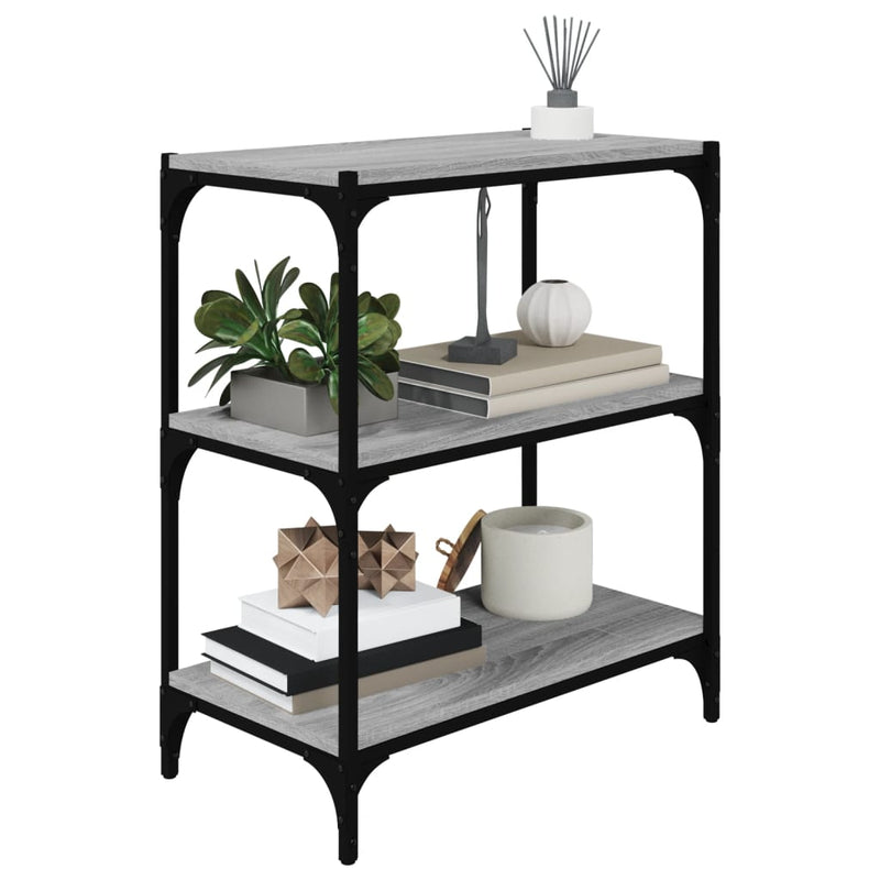 vidaXL szürke sonoma színű szerelt fa/acél könyvszekrény 60x33x70,5 cm