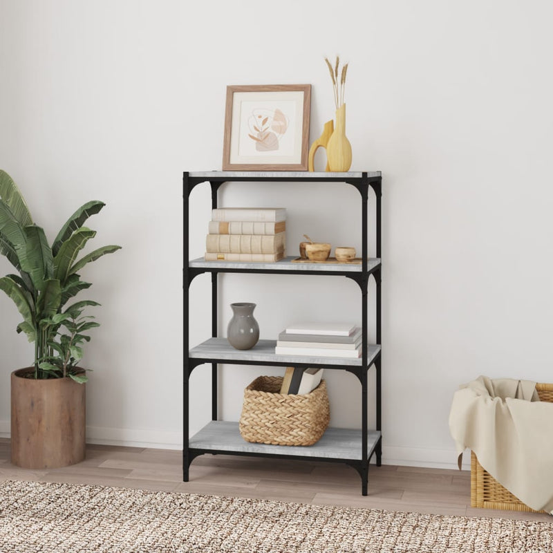 vidaXL szürke sonoma színű szerelt fa/acél könyvszekrény 60x33x100 cm