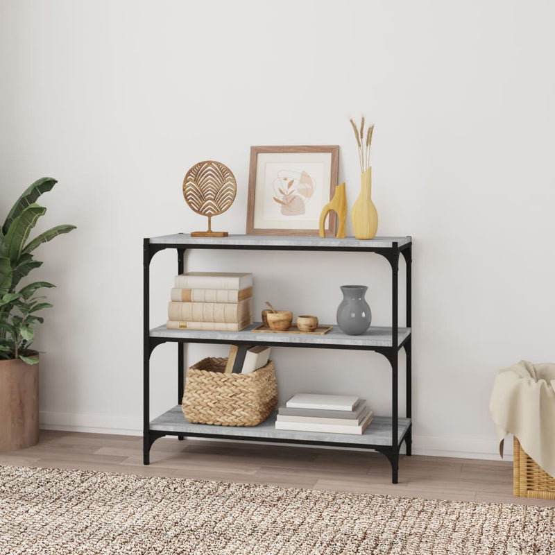 vidaXL szürke sonoma színű szerelt fa/acél könyvszekrény 80x33x70,5 cm