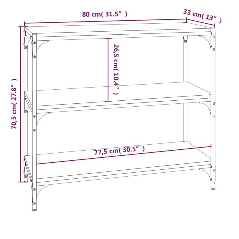vidaXL szürke sonoma színű szerelt fa/acél könyvszekrény 80x33x70,5 cm