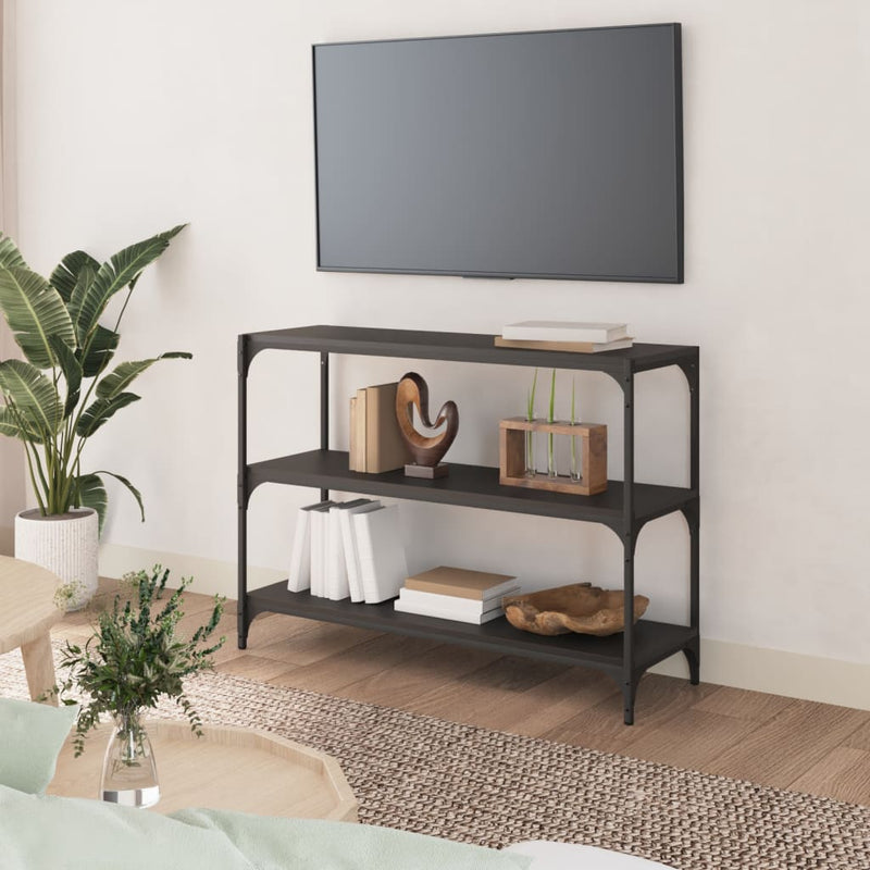 vidaXL fekete szerelt fa és acél könyvszekrény 100 x 33 x 70,5 cm
