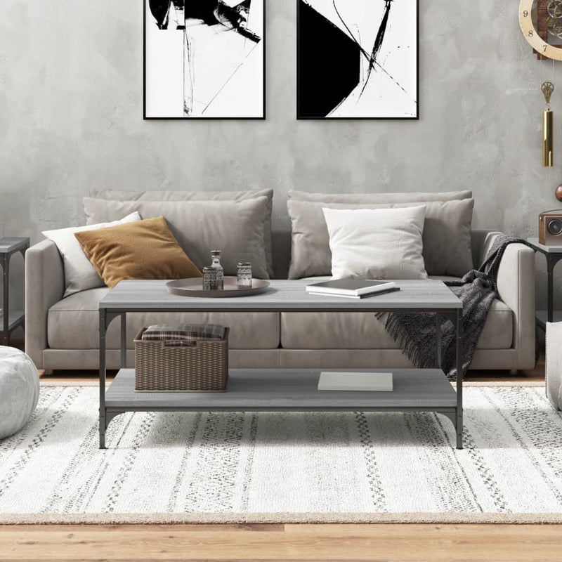 vidaXL szürke sonoma színű szerelt fa dohányzóasztal 80 x 50 x 40 cm