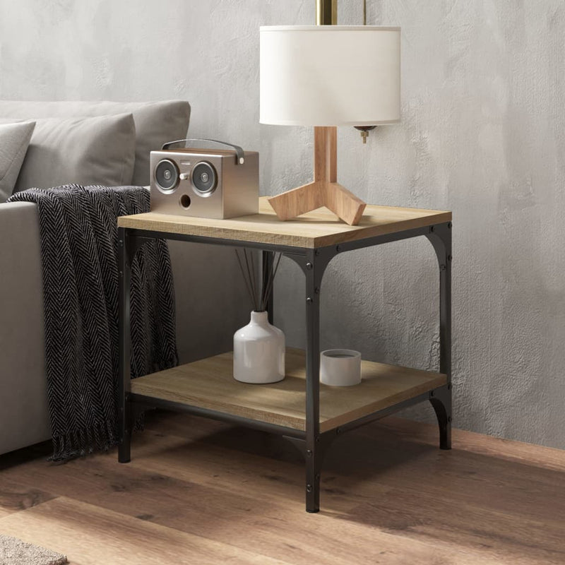 vidaXL 2 db sonoma tölgy színű szerelt fa kisasztal 40 x 40 x 40 cm