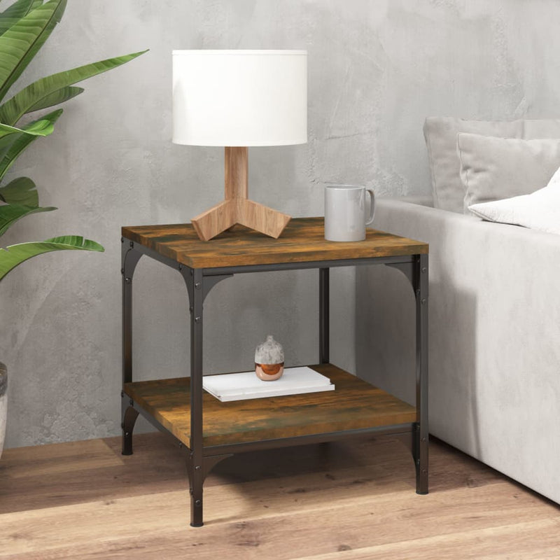 vidaXL 2 db füstös tölgy színű szerelt fa kisasztal 40 x 40 x 40 cm
