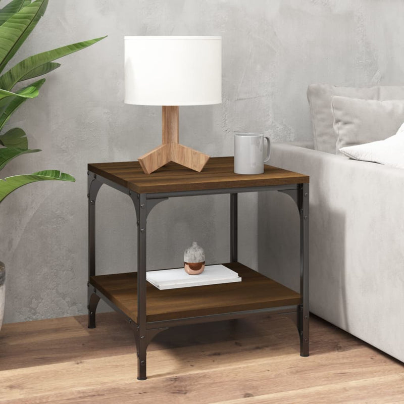 vidaXL 2 db barna tölgyszínű szerelt fa kisasztal 40 x 40 x 40 cm