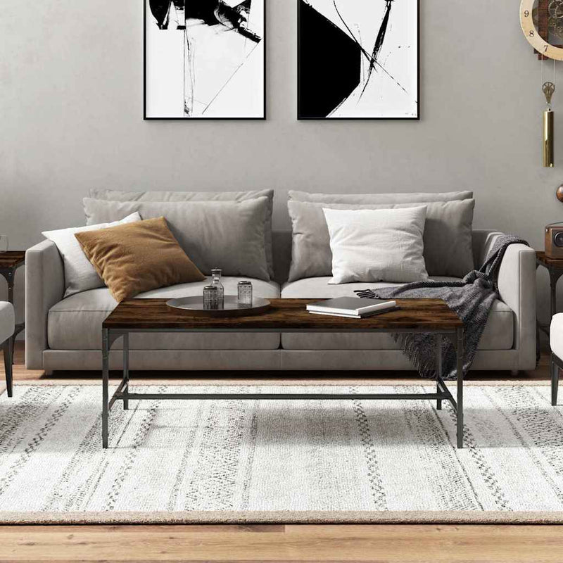 vidaXL füstös tölgy színű szerelt fa dohányzóasztal 100x50x35 cm
