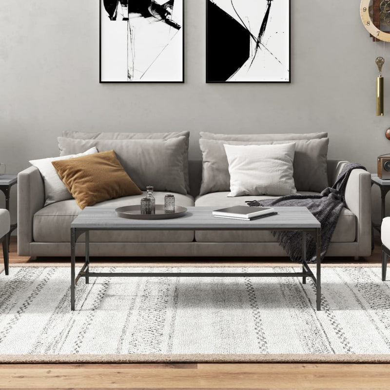 vidaXL szürke sonoma szerelt fa dohányzóasztal 100 x 50 x 35 cm