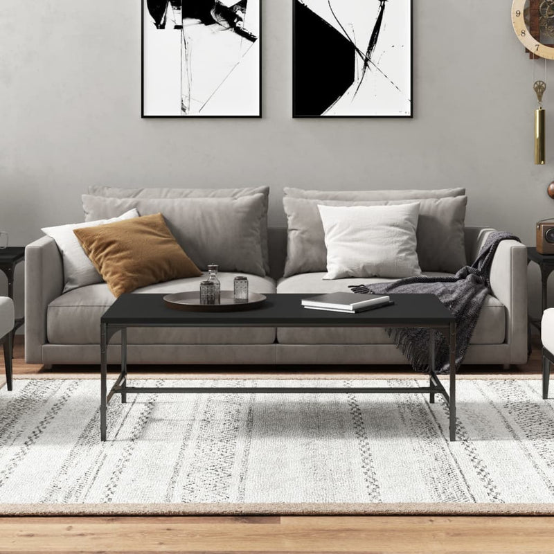 vidaXL fekete szerelt fa dohányzóasztal 80 x 50 x 35 cm