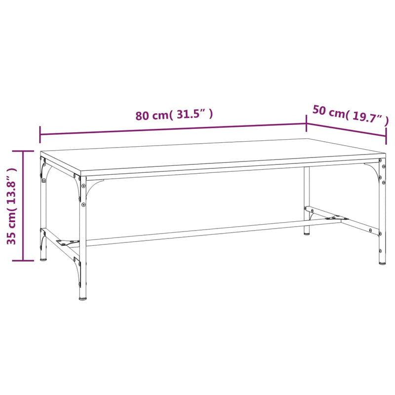 vidaXL szürke sonoma szerelt fa dohányzóasztal 80x50x35 cm