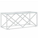 vidaXL üveg és rozsdamentes acél dohányzóasztal 110x45x45 cm
