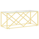 vidaXL üveg és rozsdamentes acél dohányzóasztal 110x45x45 cm