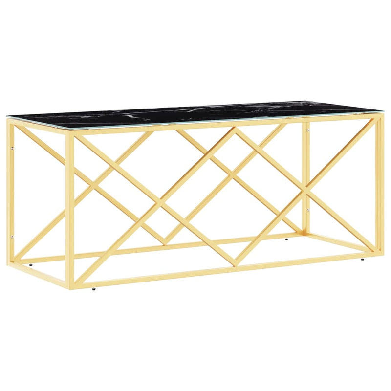 vidaXL üveg és rozsdamentes acél dohányzóasztal 110x45x45 cm