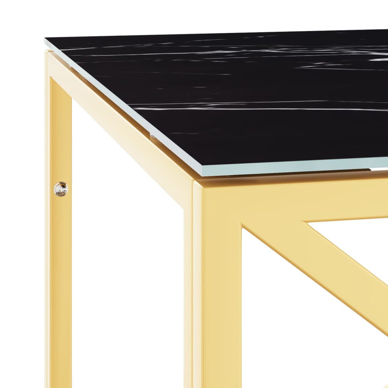 vidaXL üveg és rozsdamentes acél dohányzóasztal 110x45x45 cm