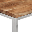 vidaXL ezüstszínű rozsdamentes acél és tömör akácfa tálalóasztal