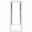 vidaXL üveg és rozsdamentes acél tálalóasztal 110x30x70 cm