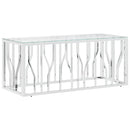 vidaXL üveg és rozsdamentes acél dohányzóasztal 110x45x45 cm