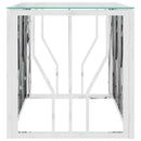 vidaXL üveg és rozsdamentes acél dohányzóasztal 110x45x45 cm