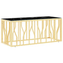 vidaXL aranyszínű üveg és rozsdamentes acél dohányzóasztal 110x45x45cm