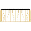 vidaXL aranyszínű üveg és rozsdamentes acél dohányzóasztal 110x45x45cm