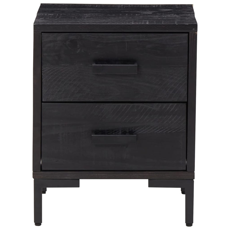 vidaXL fekete tömör újrahasznosított fenyőfa éjjeliszekrény 36x30x45cm
