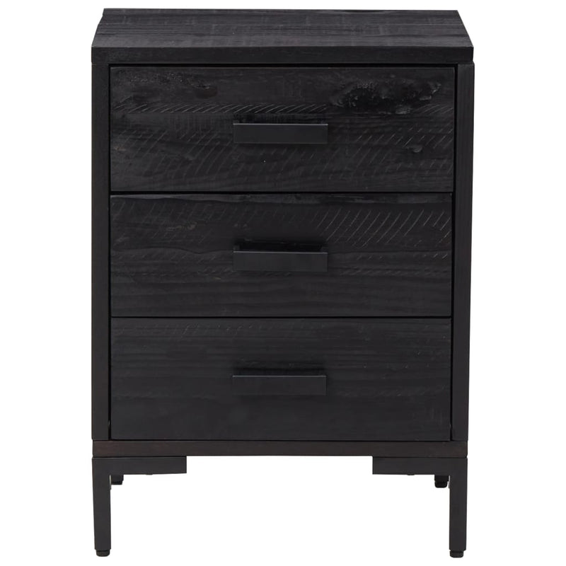 vidaXL fekete tömör újrahasznosított fenyőfa éjjeliszekrény 40x30x55cm