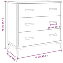 vidaXL fekete tömör fenyőfa fiókos szekrény 75 x 35 x 70 cm