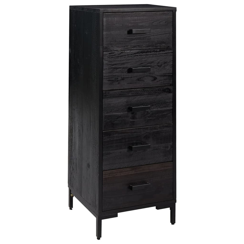 vidaXL fekete tömör fenyőfa fiókos szekrény 42x35x110 cm