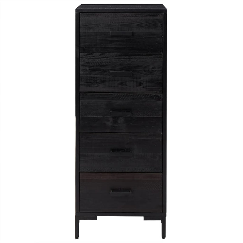 vidaXL fekete tömör fenyőfa fiókos szekrény 42x35x110 cm