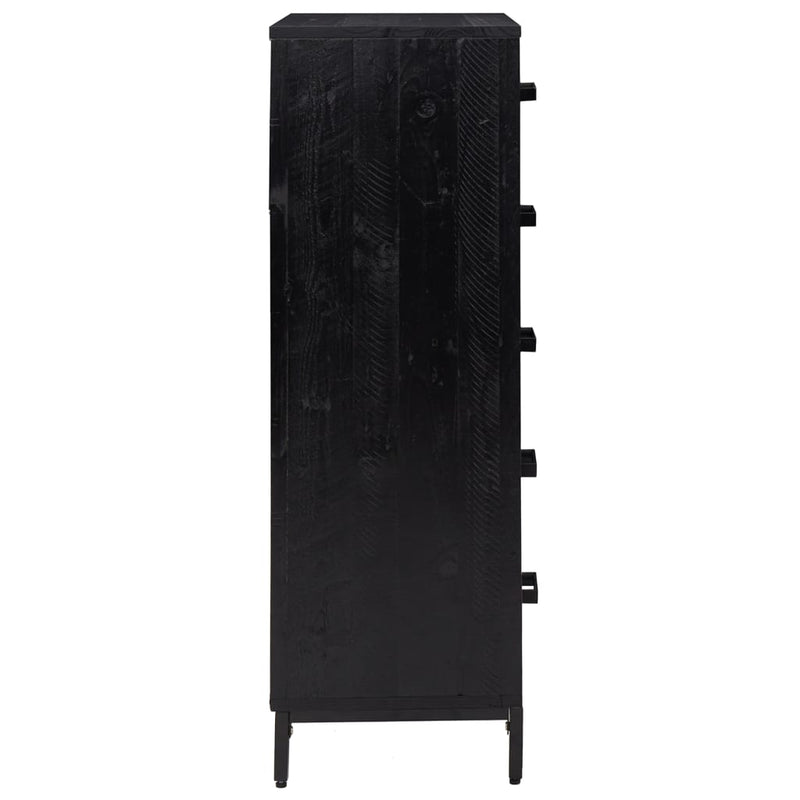 vidaXL fekete tömör fenyőfa fiókos szekrény 42x35x110 cm