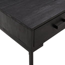 vidaXL fekete tömör újrahasznosított fenyő dohányzóasztal 90x50x35 cm