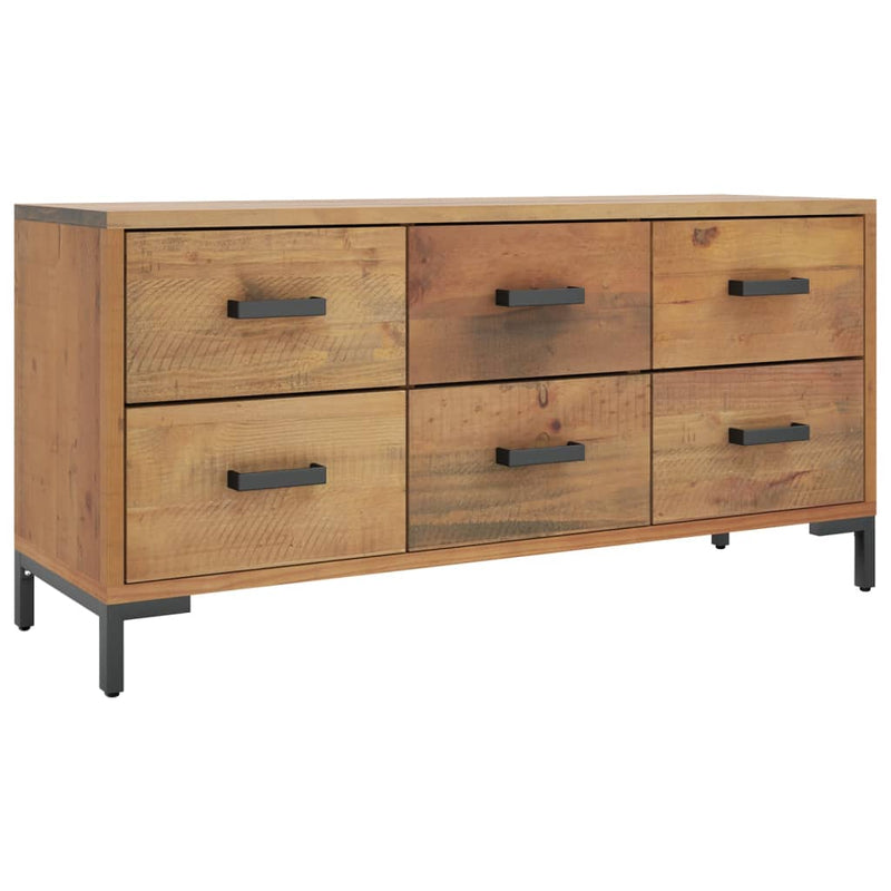 vidaXL barna tömör újrahasznosított fenyőfa tárolópad 110 x 35 x 45 cm