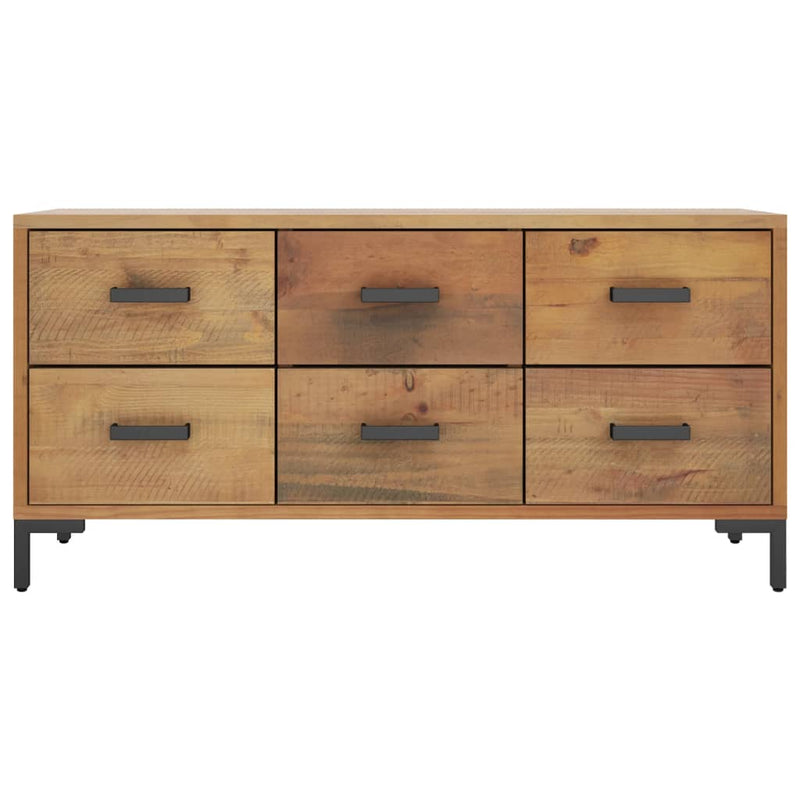 vidaXL barna tömör újrahasznosított fenyőfa tárolópad 110 x 35 x 45 cm