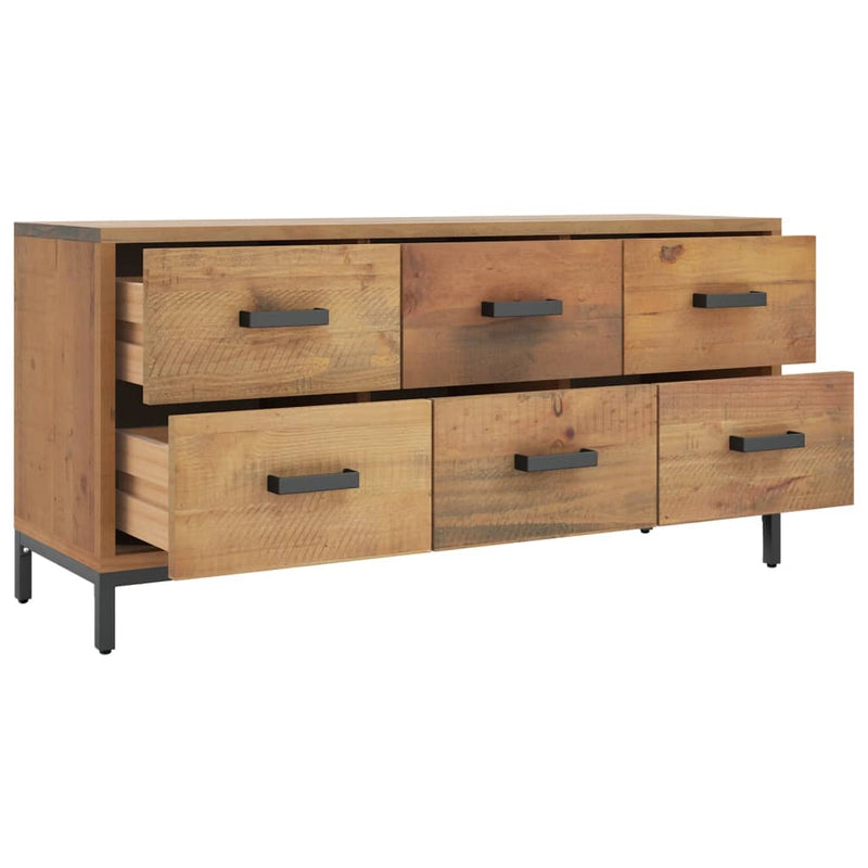 vidaXL barna tömör újrahasznosított fenyőfa tárolópad 110 x 35 x 45 cm