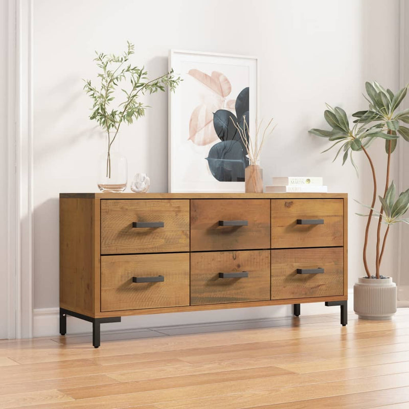 vidaXL barna tömör újrahasznosított fenyőfa tárolópad 110 x 35 x 45 cm