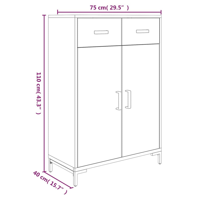 vidaXL tömör újrahasznosított fenyőfa cipőtartó 75 x 40 x 110 cm