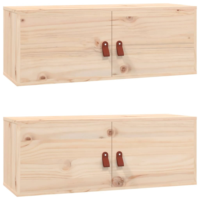 vidaXL 2 db tömör fenyőfa faliszekrény 80 x 30 x 30 cm