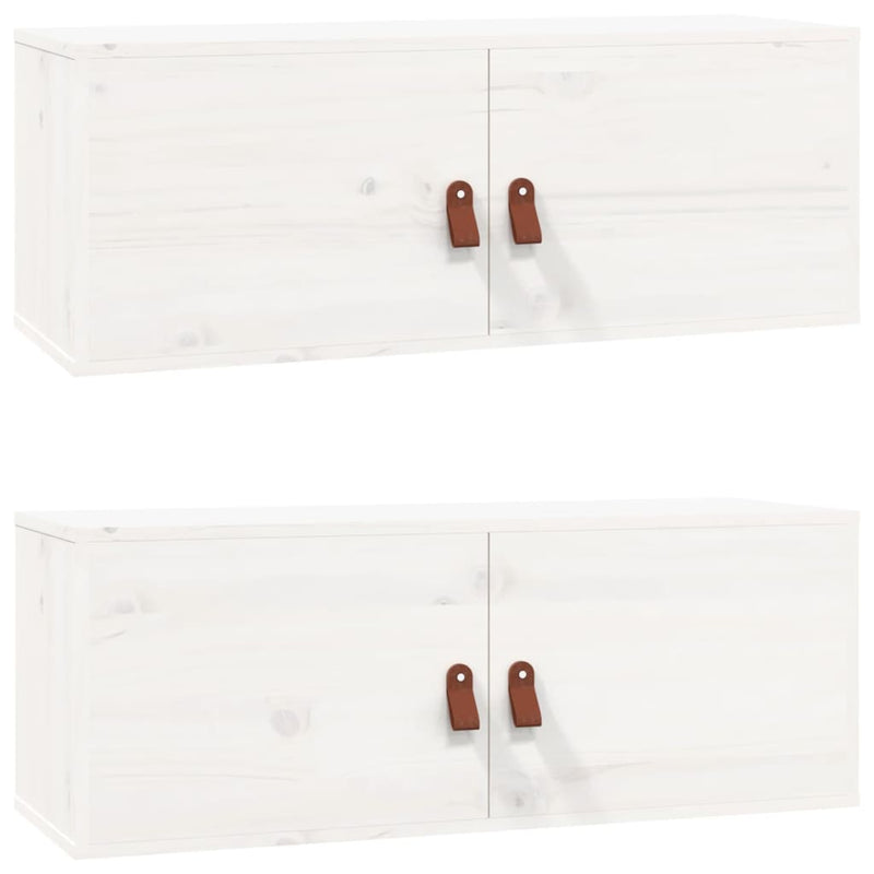 vidaXL 2 db fehér tömör fenyőfa faliszekrény 80 x 30 x 30 cm