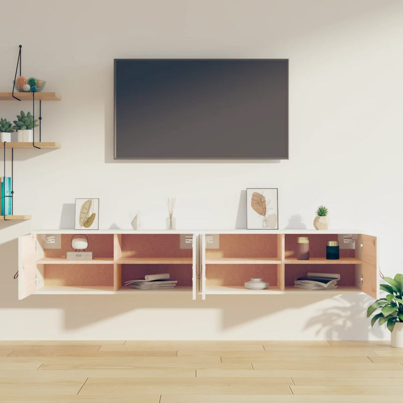 vidaXL 2 db fehér tömör fenyőfa faliszekrény 80 x 30 x 30 cm