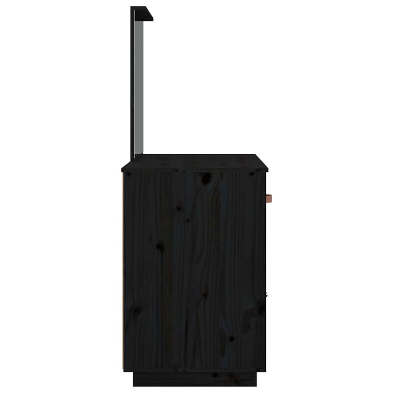 vidaXL fekete tömör fenyőfa fésülködőasztal 95 x 50 x 134 cm